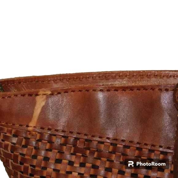 Patricia Nash Emiliano Med Rust Leather Tote Bag Woven With Tassels Purse - Picture 6 of 16